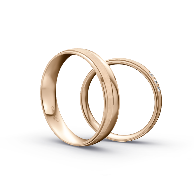 Miniaturbild: Trauringe TL9749 - Roségold (Poliert / Hammerschlag matt) | Eheringe aus Gold
