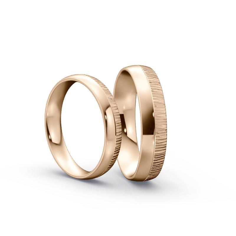 Miniaturbild: Trauringe TL5632 - Roségold (Quermatt grob / poliert) | Eheringe aus Gold