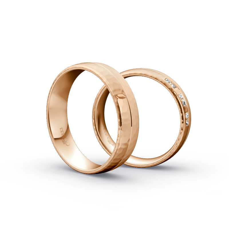 Miniaturbild: Trauringe TL9732 - Rotgold (Hammerschlag poliert & matt) | Eheringe aus Gold