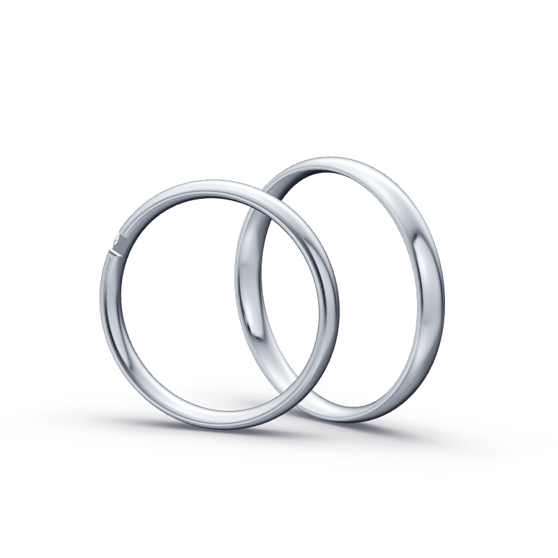 Miniaturbild: Trauringe TL1037 - Platin (Poliert) mit 1 Brillant