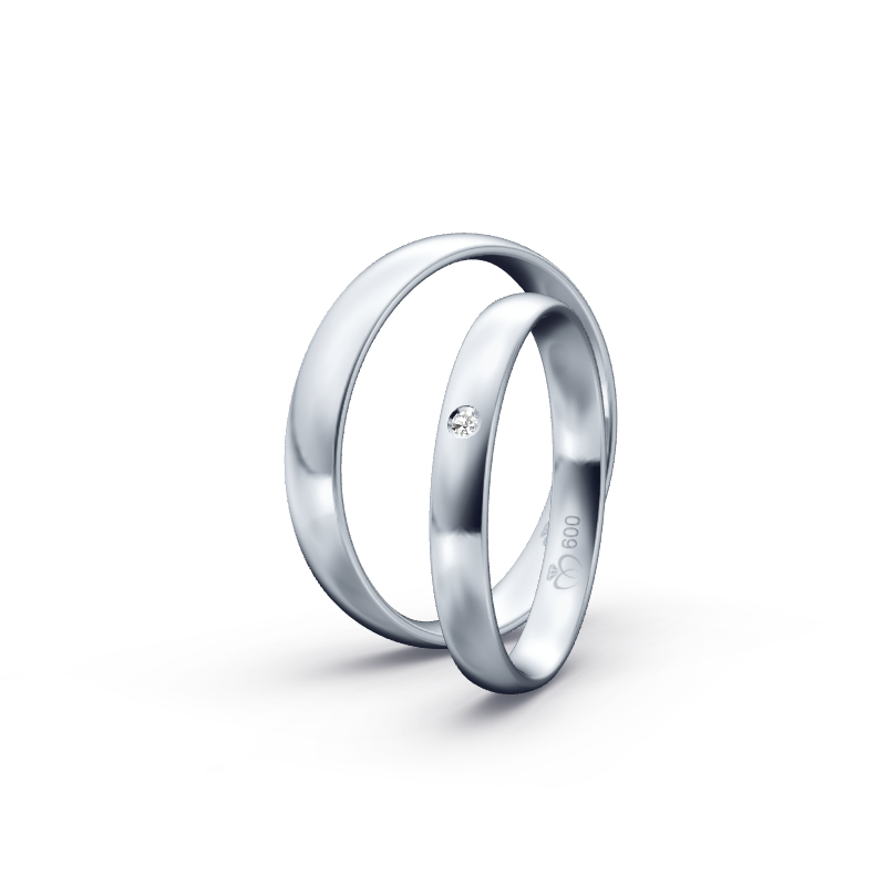 Miniaturbild: Trauringe TL6349 - Platin (Poliert) mit 1 Brillant