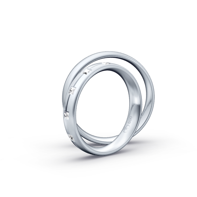 Miniaturbild: Trauringe TL8548 - Platin (Poliert / Sandmatt fein) mit 5 Brillanten