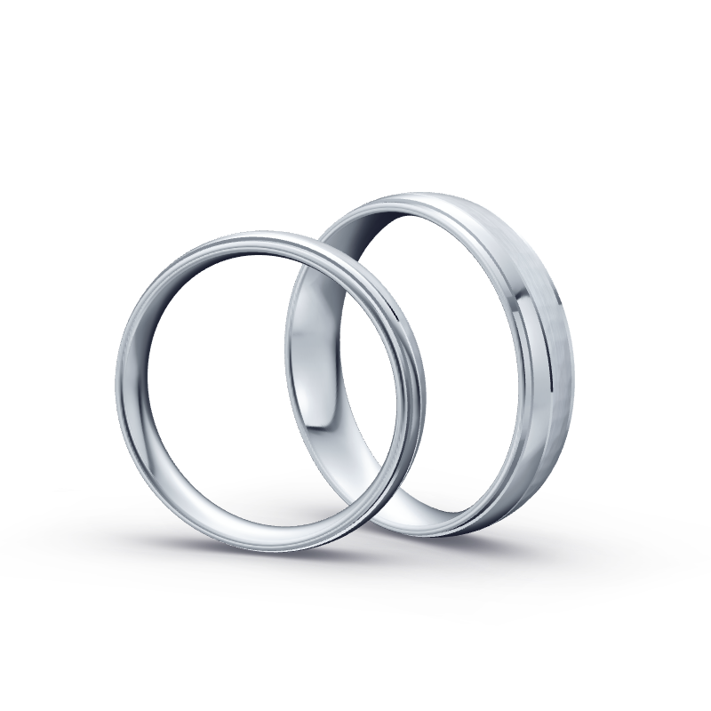Miniaturbild: Trauringe TL9749 - Platin (Hammerschlag matt / Poliert) mit 3 Brillanten