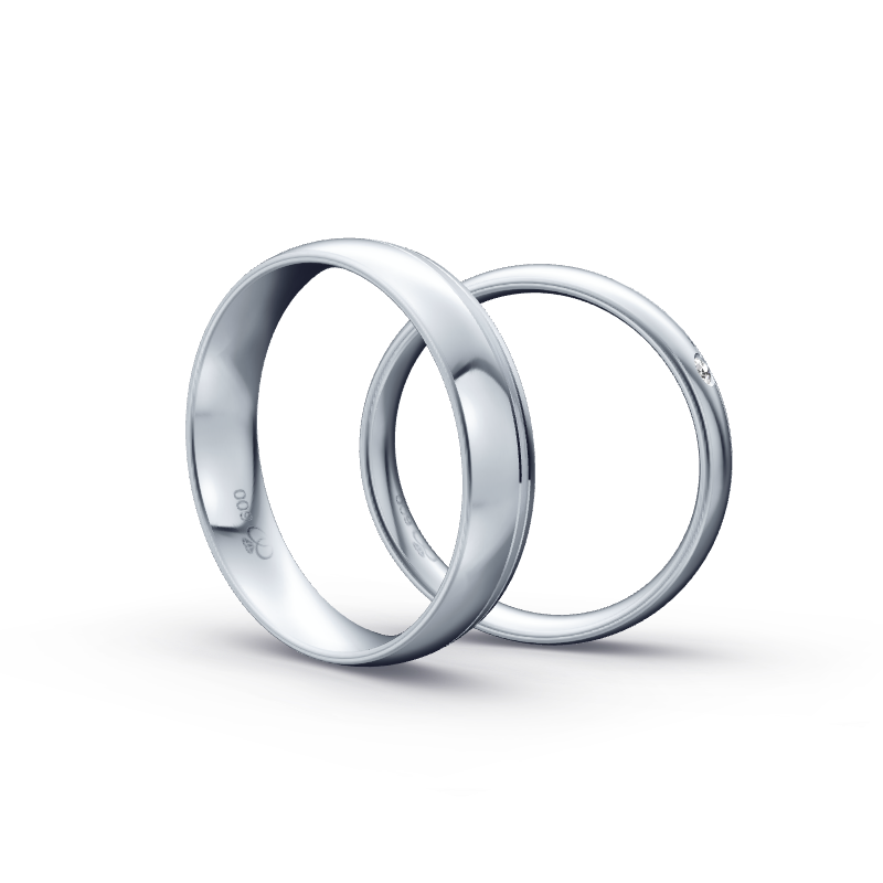 Miniaturbild: Trauringe TL9361 - Platin (Poliert / Strichmatt) mit 1 Brillant