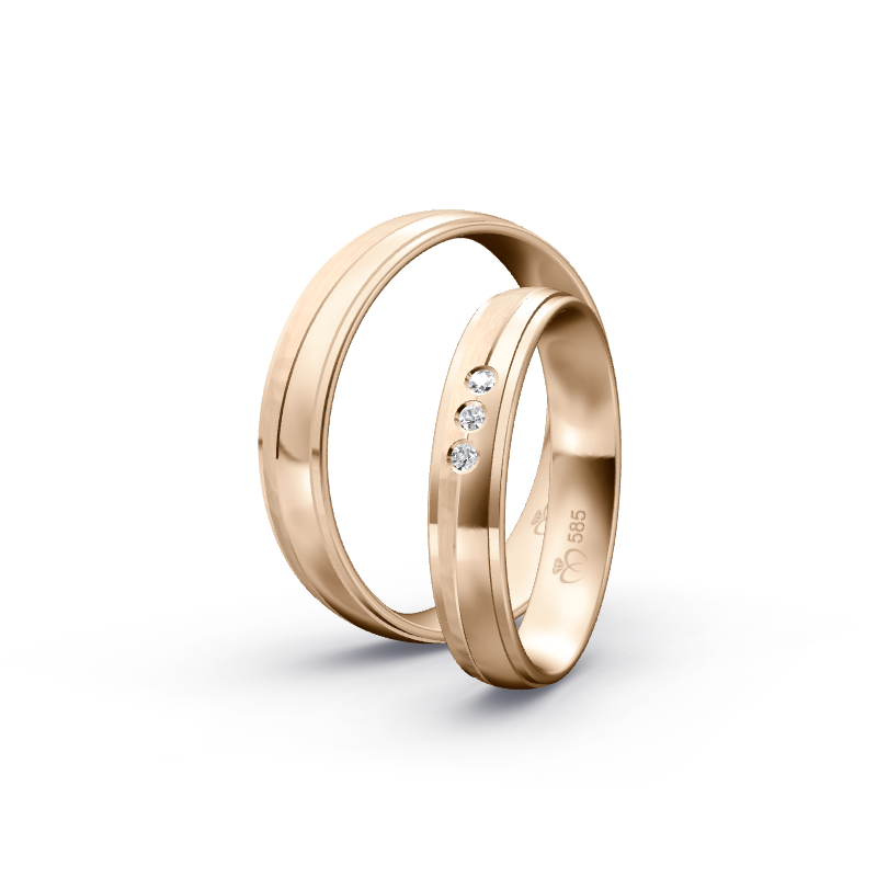 Miniaturbild: Trauringe TL9749 - Roségold (Poliert / Hammerschlag matt) | Eheringe aus Gold