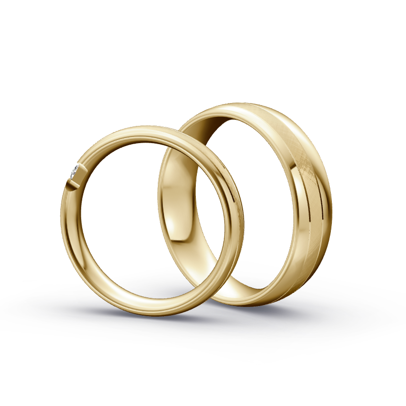 Miniaturbild: Trauringe TL7888 - Gelbgold (Poliert / Kreuzmatt) | Eheringe aus Gold