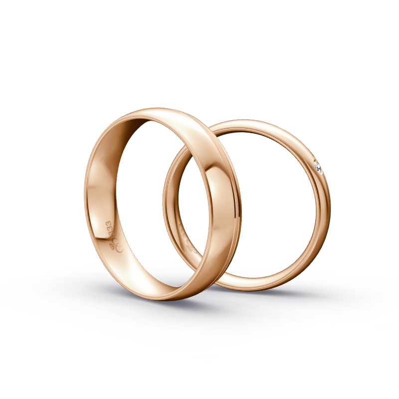 Miniaturbild: Trauringe TL9361 - Rotgold (Poliert / Strichmatt) | Eheringe aus Gold