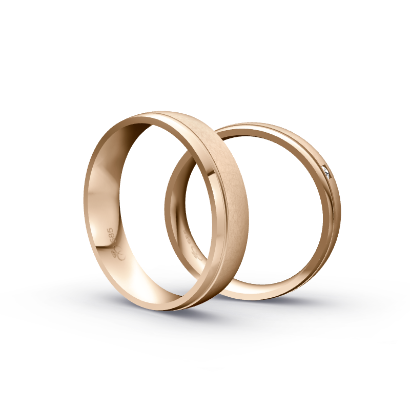 Miniaturbild: Trauringe TL2210 - Roségold (Fliesmatt / Poliert) | Eheringe aus Gold