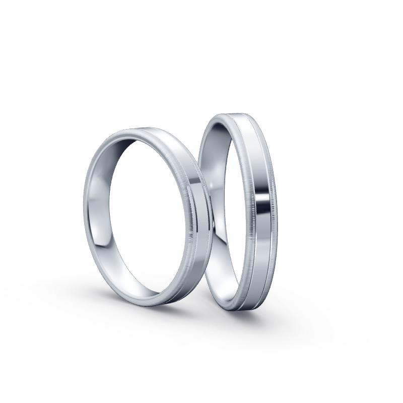 Miniaturbild: Trauringe TL2399 - Platin (Poliert / Quermatt) mit 3 Brillanten