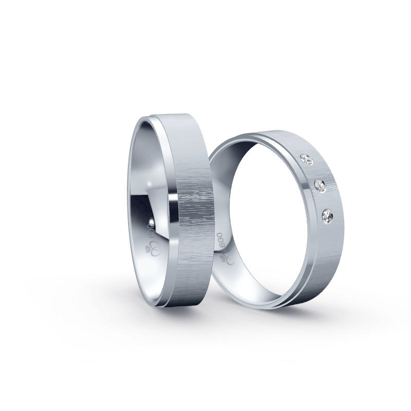 Miniaturbild: Trauringe TL2094 - Platin (Quermatt) mit 3 Brillanten 0,015ct. SI / TW