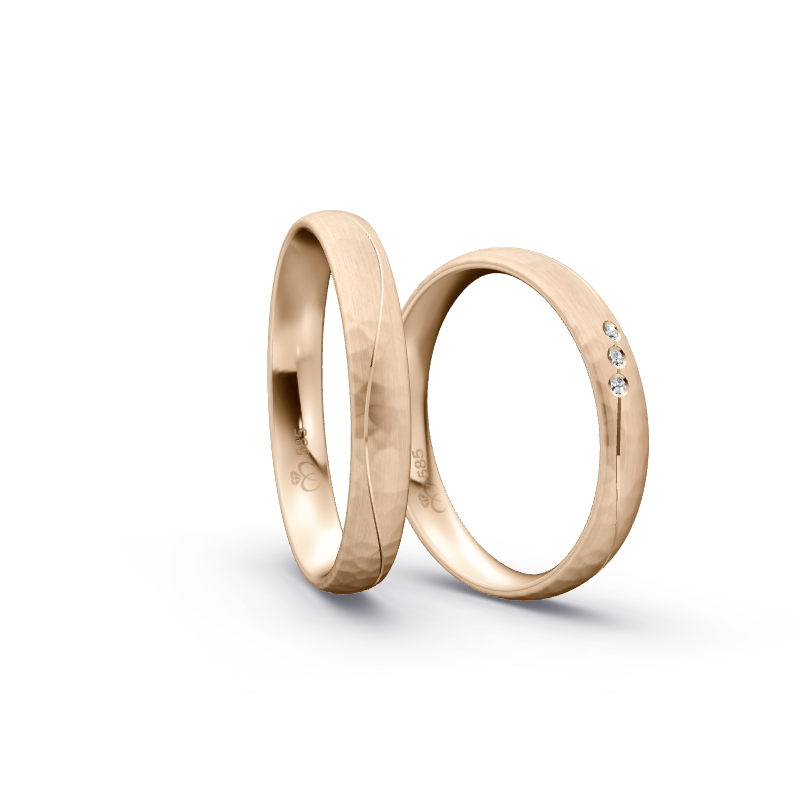 Miniaturbild: Trauringe TL1382 - Roségold (Hammerschlag matt) | Eheringe aus Gold