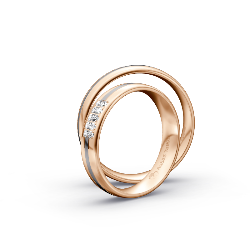 Miniaturbild: Trauringe TL1722 - Tantal/Rotgold