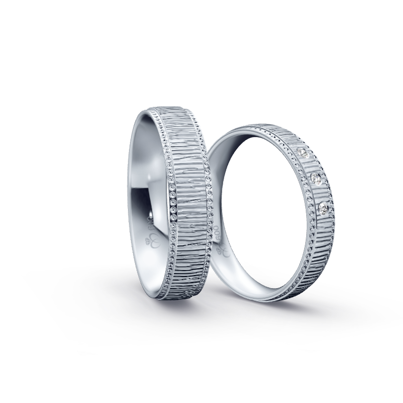 Miniaturbild: Trauringe TL8497 - Platin (Quermatt grob) mit 3 Brillanten