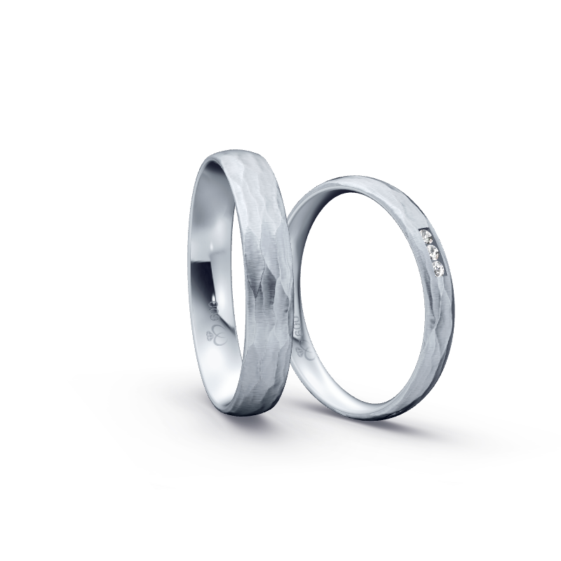 Miniaturbild: Trauringe TL5832 - Platin (Relief längs) mit 3 Brillanten