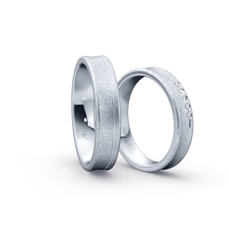 Miniaturbild: Trauringe TL9031 - Platin (Eismatt) mit 5 Brillanten