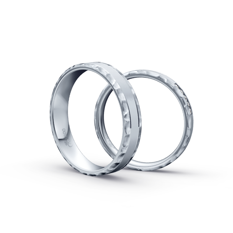 Miniaturbild: Trauringe TL6962 - Platin (Kies / Sandmatt fein) mit 5 Prinzess