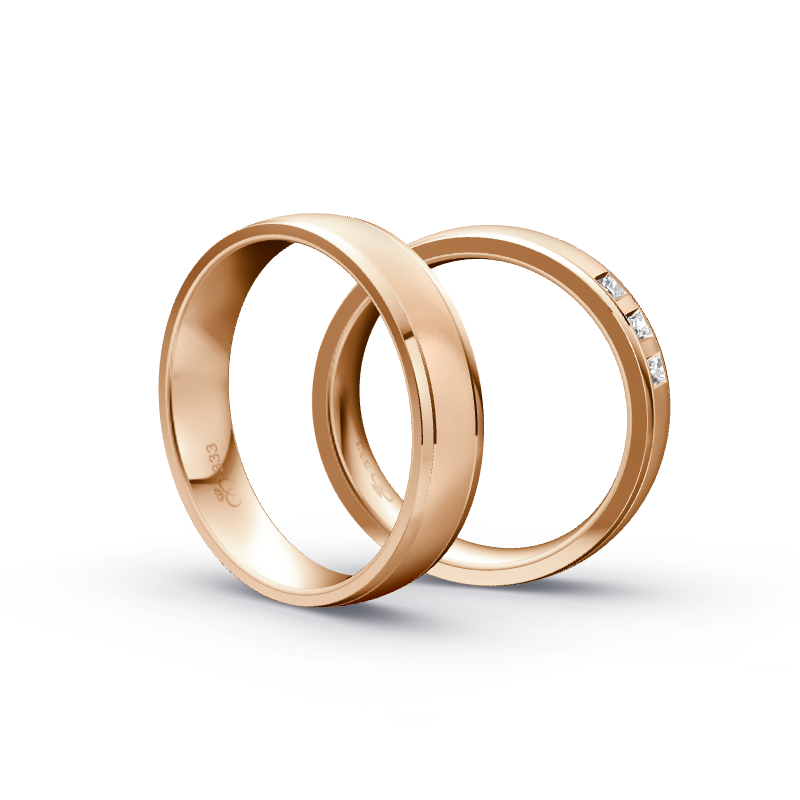 Miniaturbild: Trauringe TL9203 - Rotgold (Poliert / Sandmatt fein) | Eheringe aus Gold
