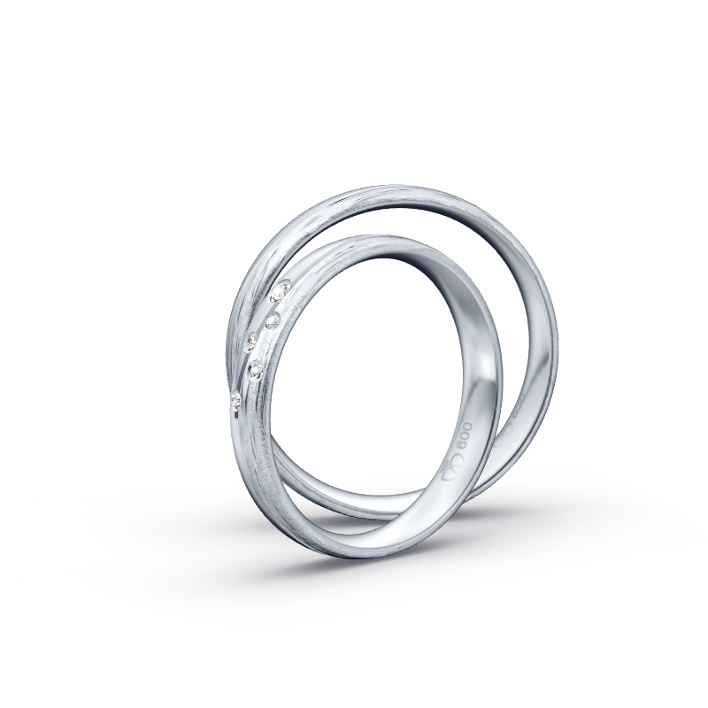 Miniaturbild: Trauringe TL7625 - Platin (Wasserfall / poliert) mit Brillanten