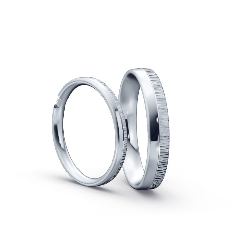 Miniaturbild: Trauringe TL2507 - Platin (Quermatt grob / poliert) mit 1 Brillant