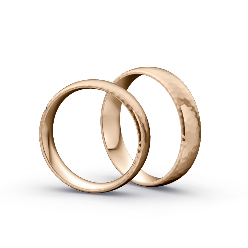 Miniaturbild: Trauringe TL9052 - Roségold (Hammerschlag poliert) | Eheringe aus Gold