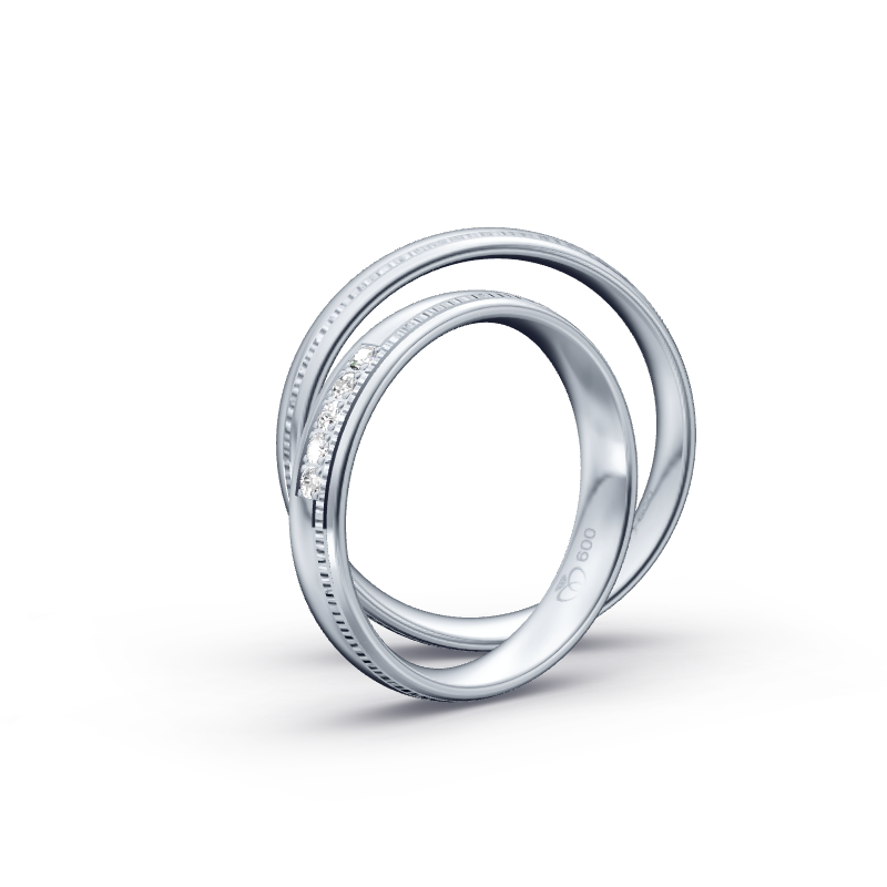Miniaturbild: Trauringe TL4831 - Platin (Quermatt grob / poliert) mit 5 Brillanten