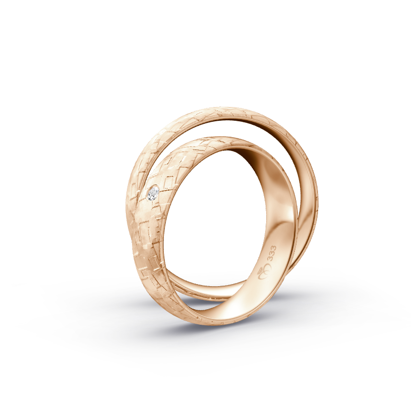 Miniaturbild: Trauringe TL9159 - Rotgold (Geflecht Fliesmatt) | Eheringe aus Gold