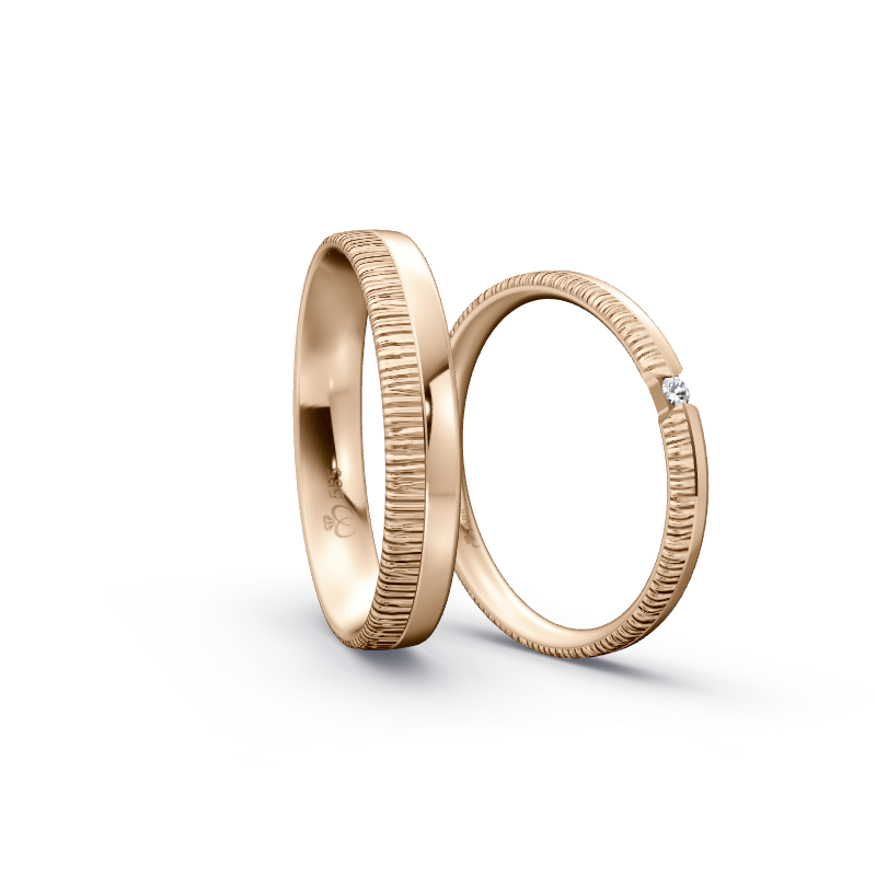 Miniaturbild: Trauringe TL2507 - Roségold (Quermatt grob / poliert) | Eheringe aus Gold