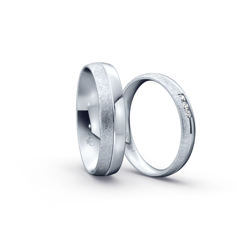 Miniaturbild: Trauringe TL2978 - Platin (Eismatt / Poliert) mit 3 Brillanten