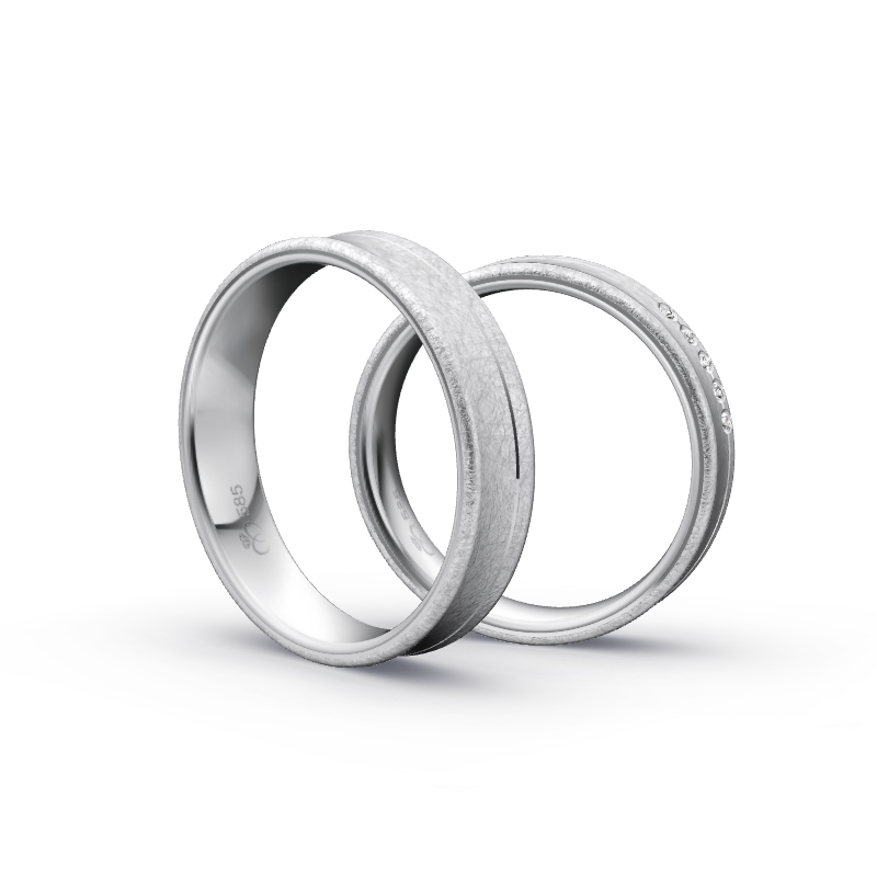 Miniaturbild: Trauringe TL9031 - Weißgold Eismatt | Eheringe aus Gold