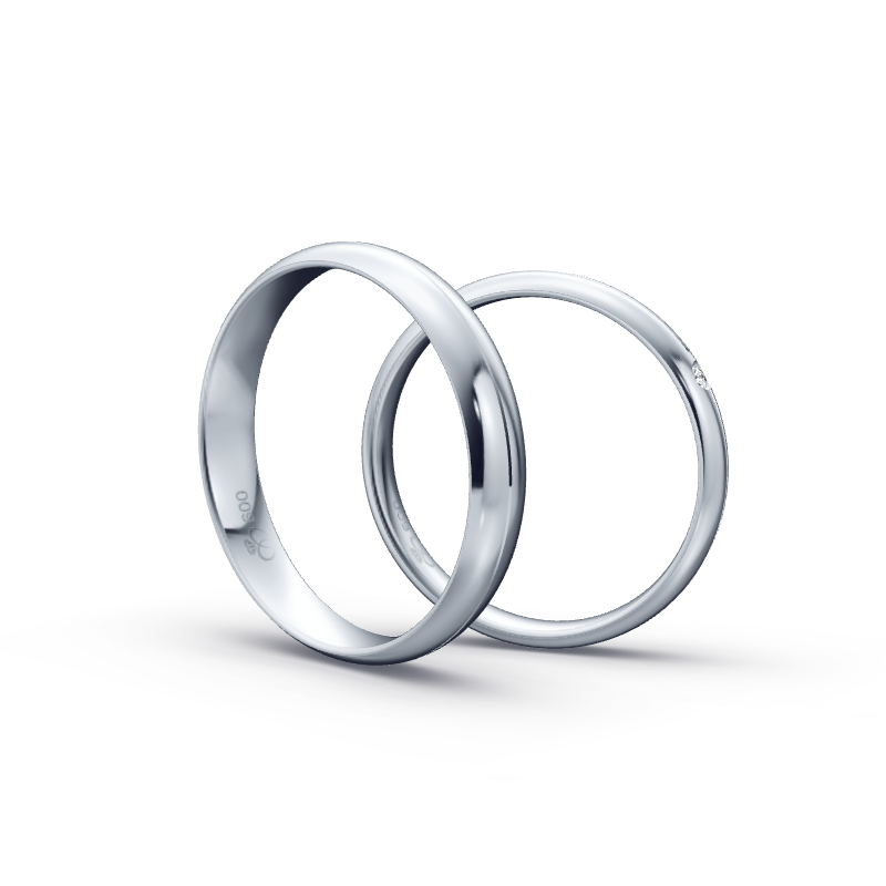 Miniaturbild: Trauringe TL8351 - Platin (Poliert) mit 1 Brillant