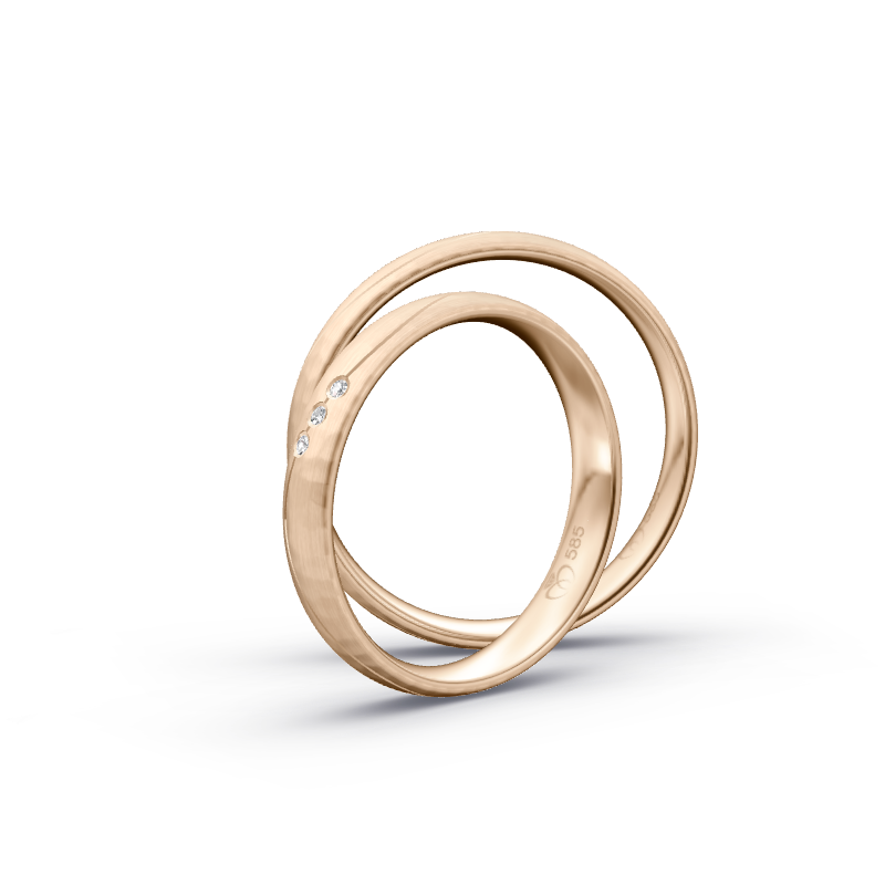 Miniaturbild: Trauringe TL1382 - Roségold (Hammerschlag matt) | Eheringe aus Gold