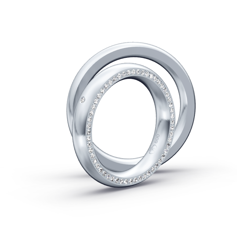 Miniaturbild: Trauringe TL8747 - Platin (Poliert) mit 1 Brillant