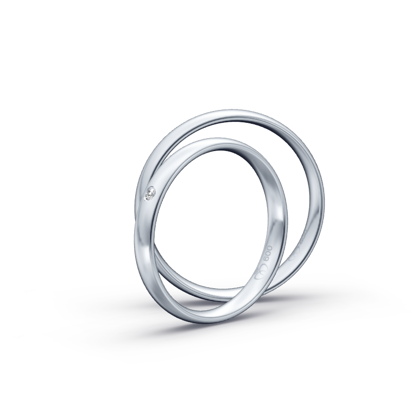 Miniaturbild: Trauringe TL6437 - Platin (Poliert) mit 1 Brillant