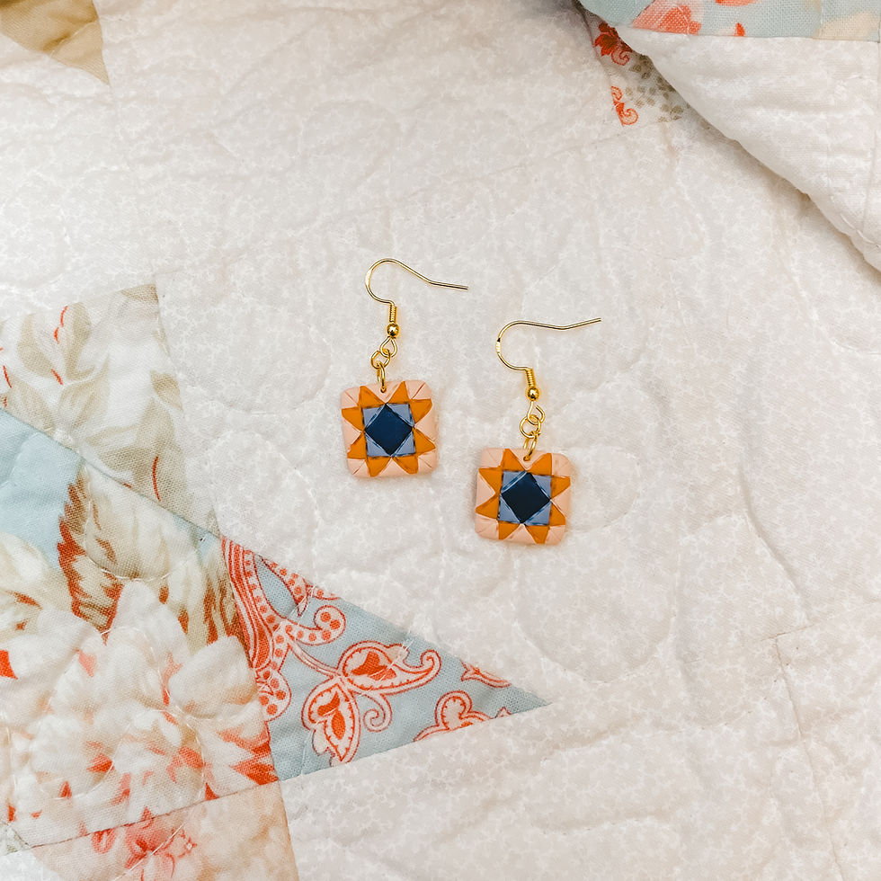 Thumbnail: Small Quilt Block Style Earrings