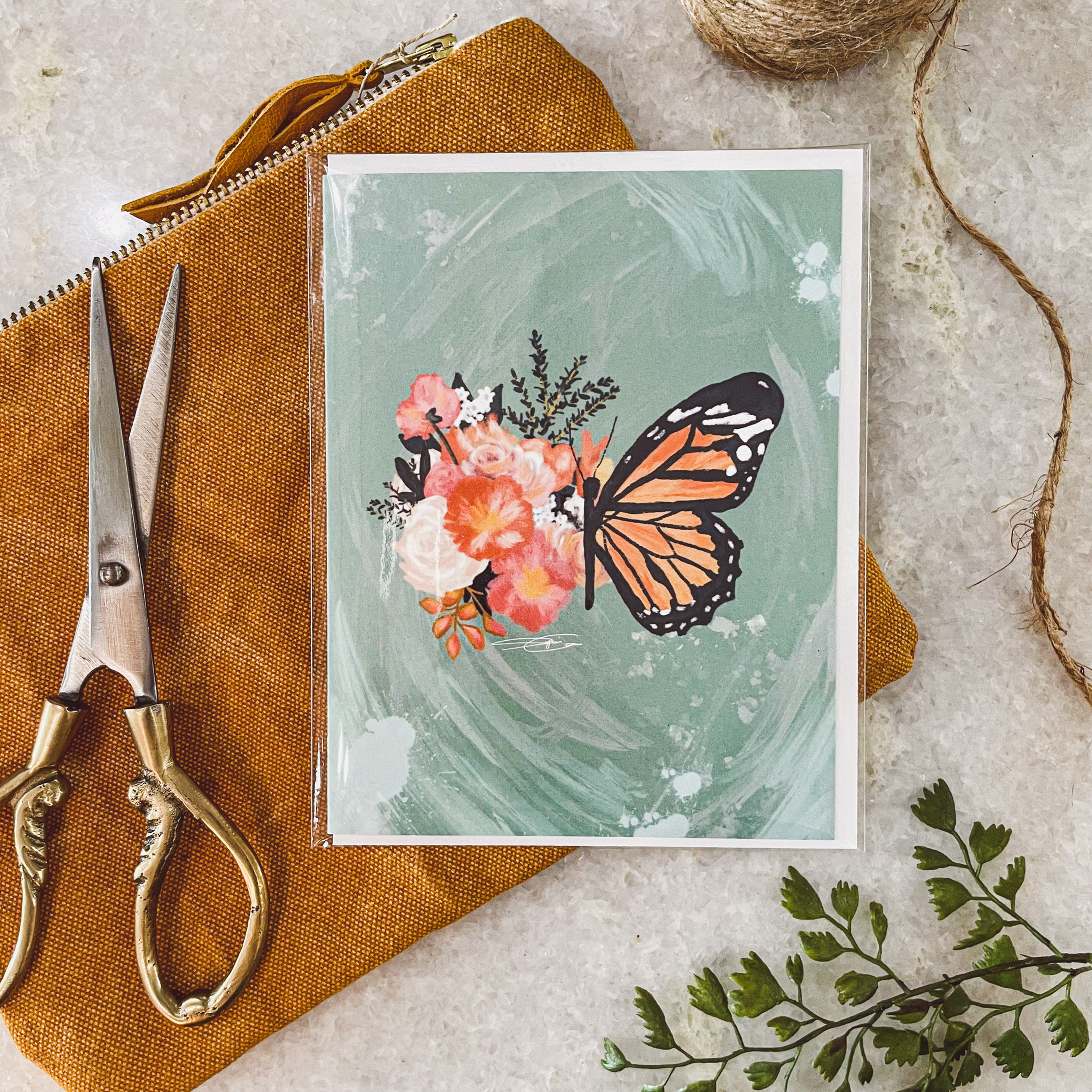 Floral Butterfly Note Card