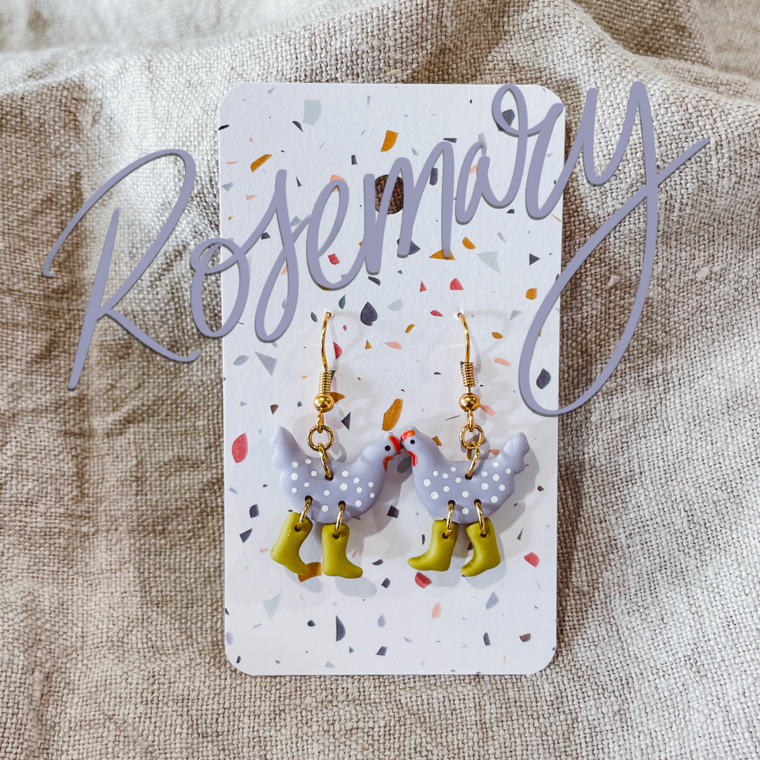 Chickens Wearing Rain Boots Earrings