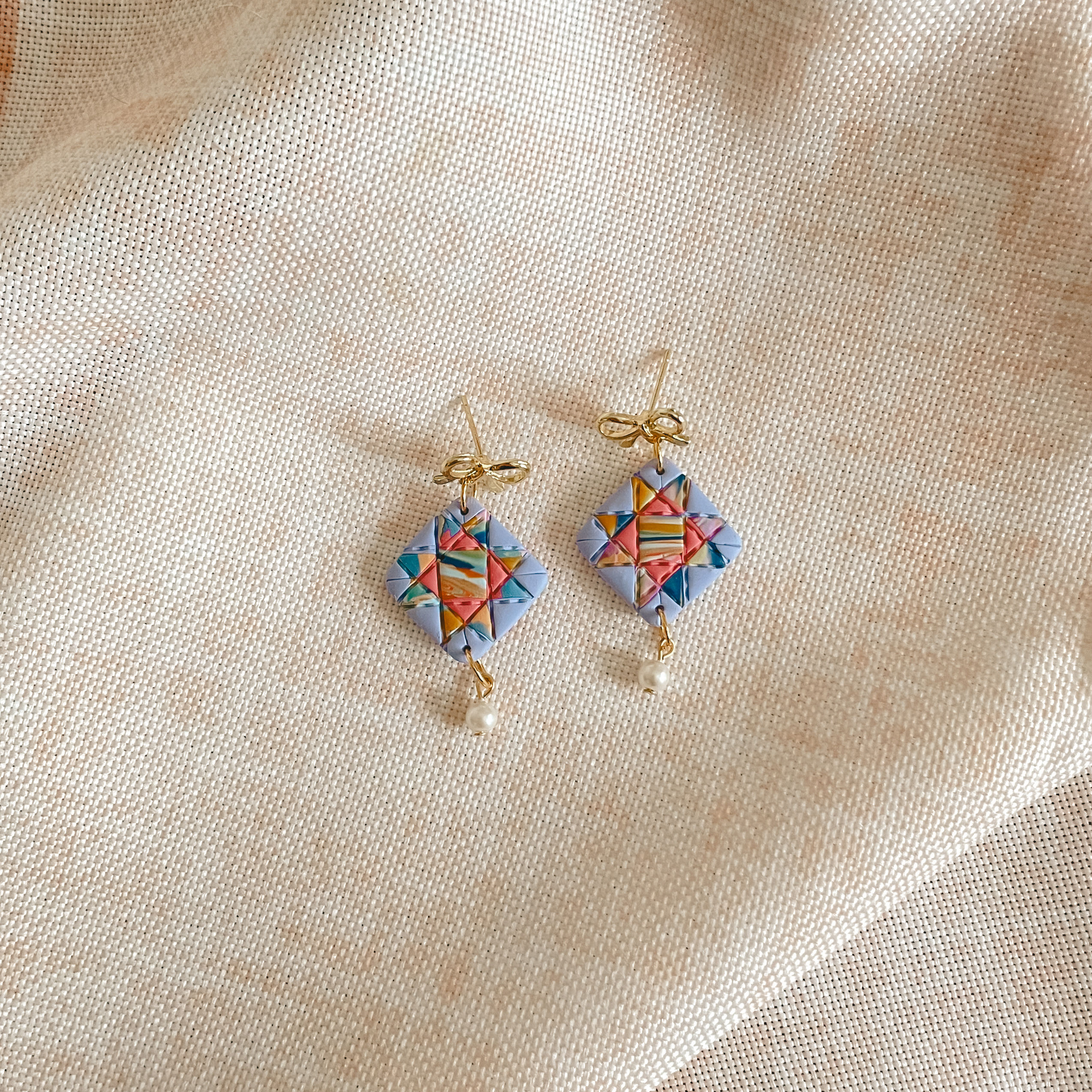 Bow, Block + Pearl Dangles | Luella