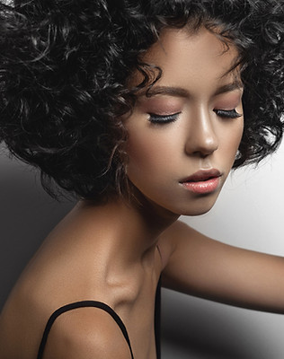 Model with Curly Hair