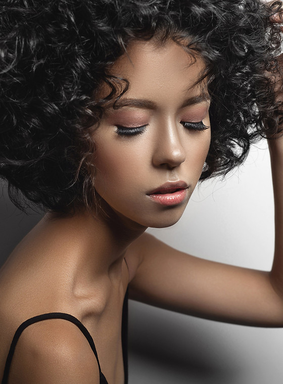 Model with Curly Hair