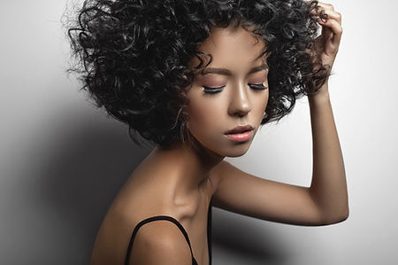 Model with Curly Hair