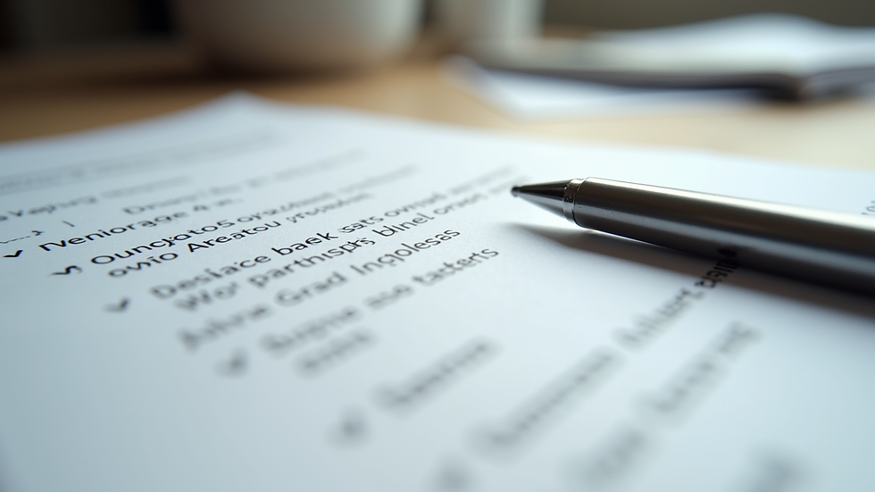Close-up view of a printed document with marked corrections and notes