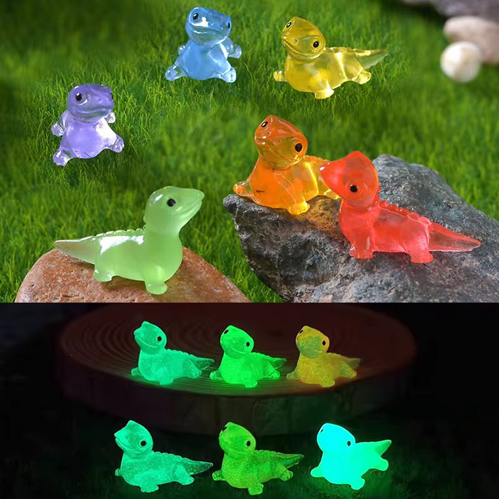 Thumbnail: 10pcs Glow-in-the-Dark Mini Lizards - DIY Fairy Garden Figurines