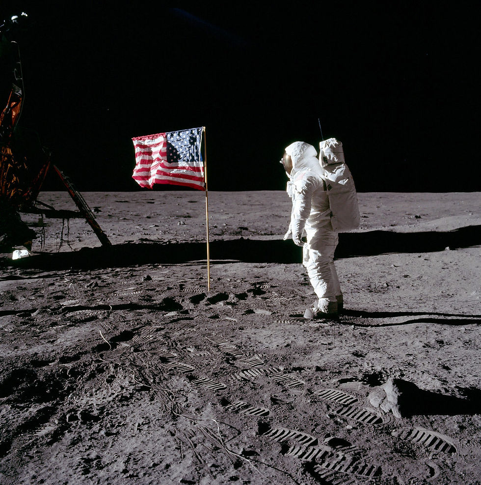 Armstrong, Neil. Buzz Aldrin Salutes the U.S. Flag on the Moon. 1969. NASA, www.nasa.gov/image-article/apollo-11-image-gallery/. Accessed 13 Aug. 2026.