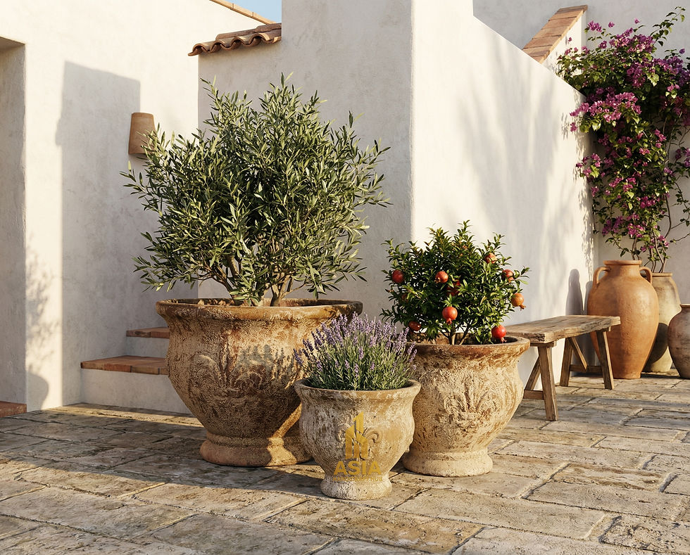 vietnam pots, rustic glazed pottery pots