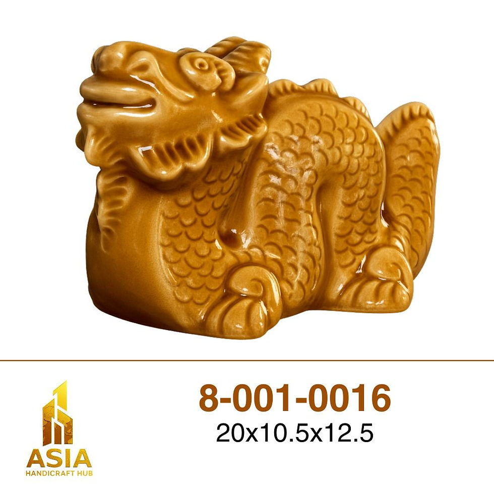 Glazed Dragon Animal Figurine | Glazed Dragon Ceramic Sculpture. 8-001-0016 20x10.5x12.5 golden artistic dragon