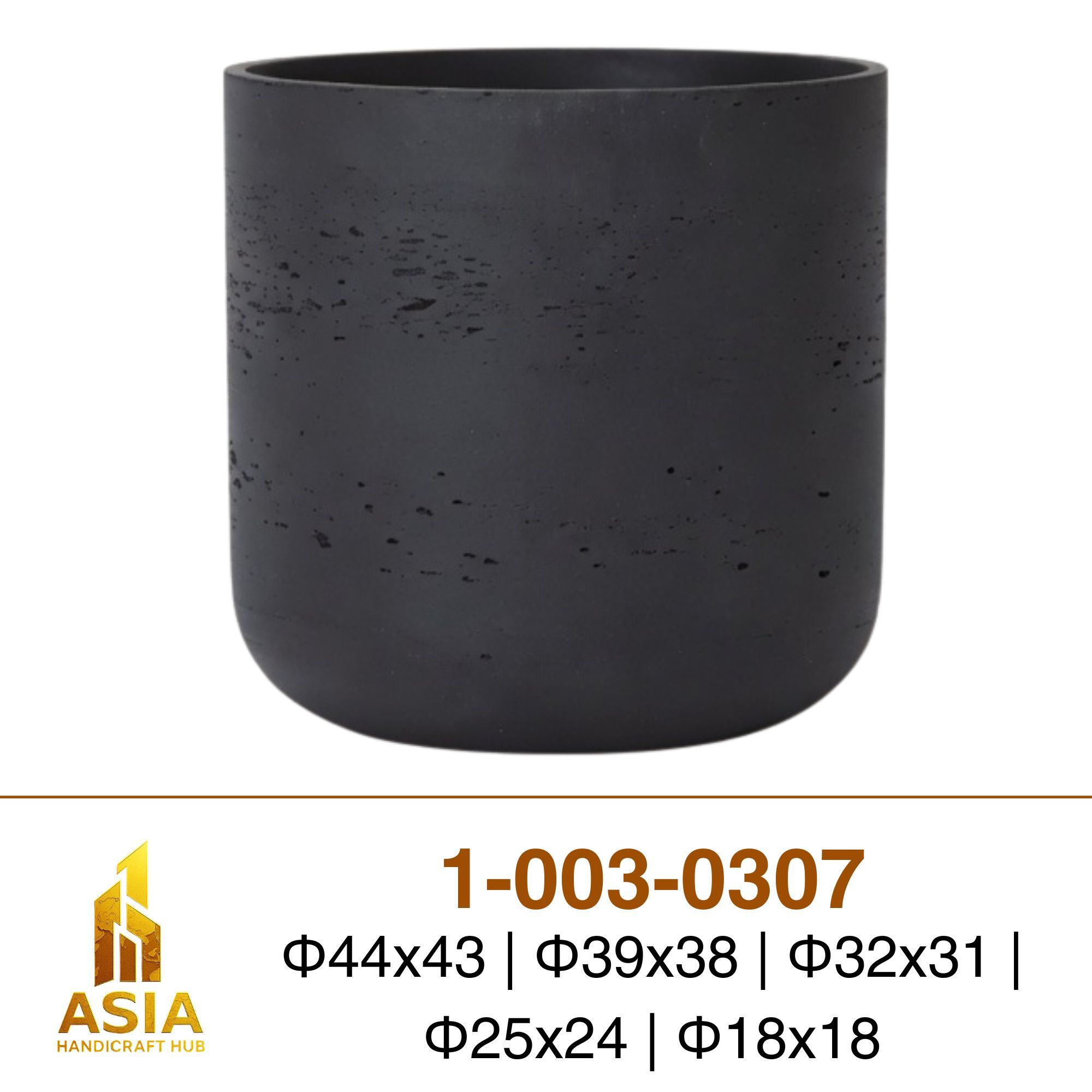 Straight-sided cylindrical Cement Planters with rounded base