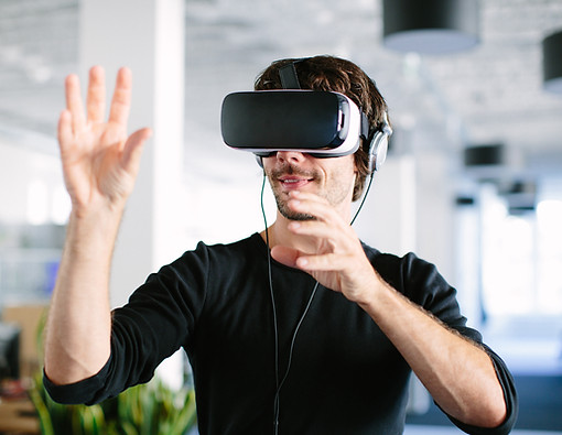 A man wearing a VR headset