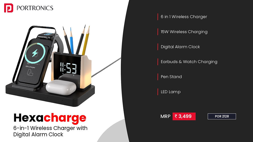 Thumbnail: Wireless Charger | PORTRONICS | Hexacharge | D3026 | MRP Rs. 3499