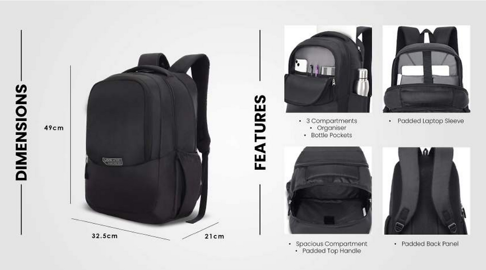 Thumbnail: LAVIE SPORT | Backpack | SIGMA | For Laptop 17"|3 COMPT| 3L |D1018 |MRP Rs. 2999