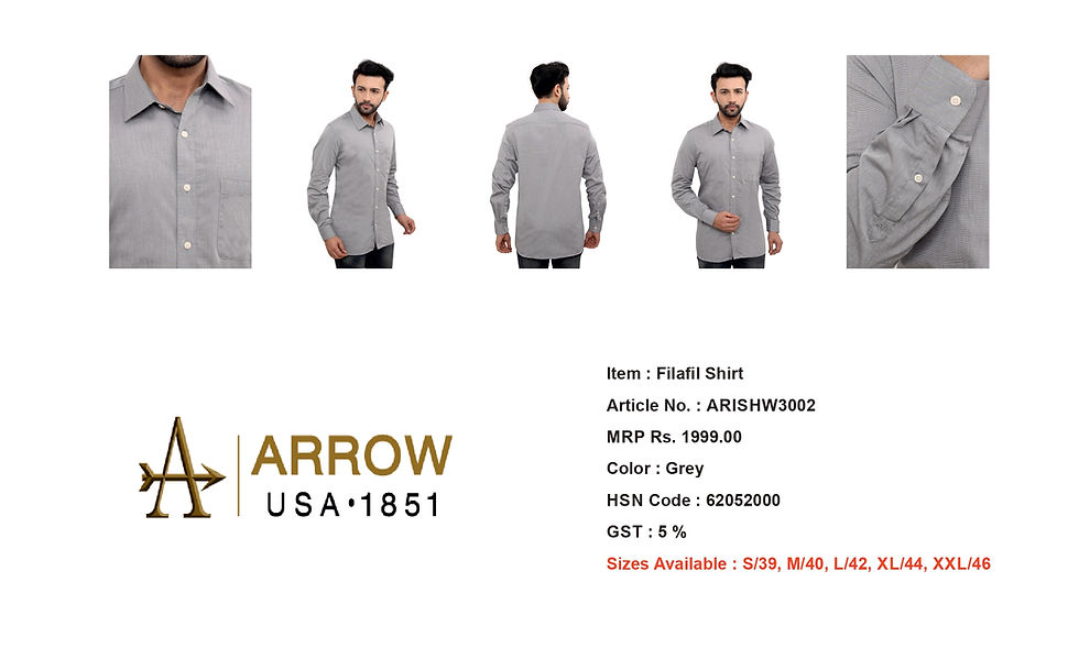 Thumbnail: ARROW| Shirts| Filafil Shirt |  ARISHW3005 |D1842 | MRP Rs. 1999
